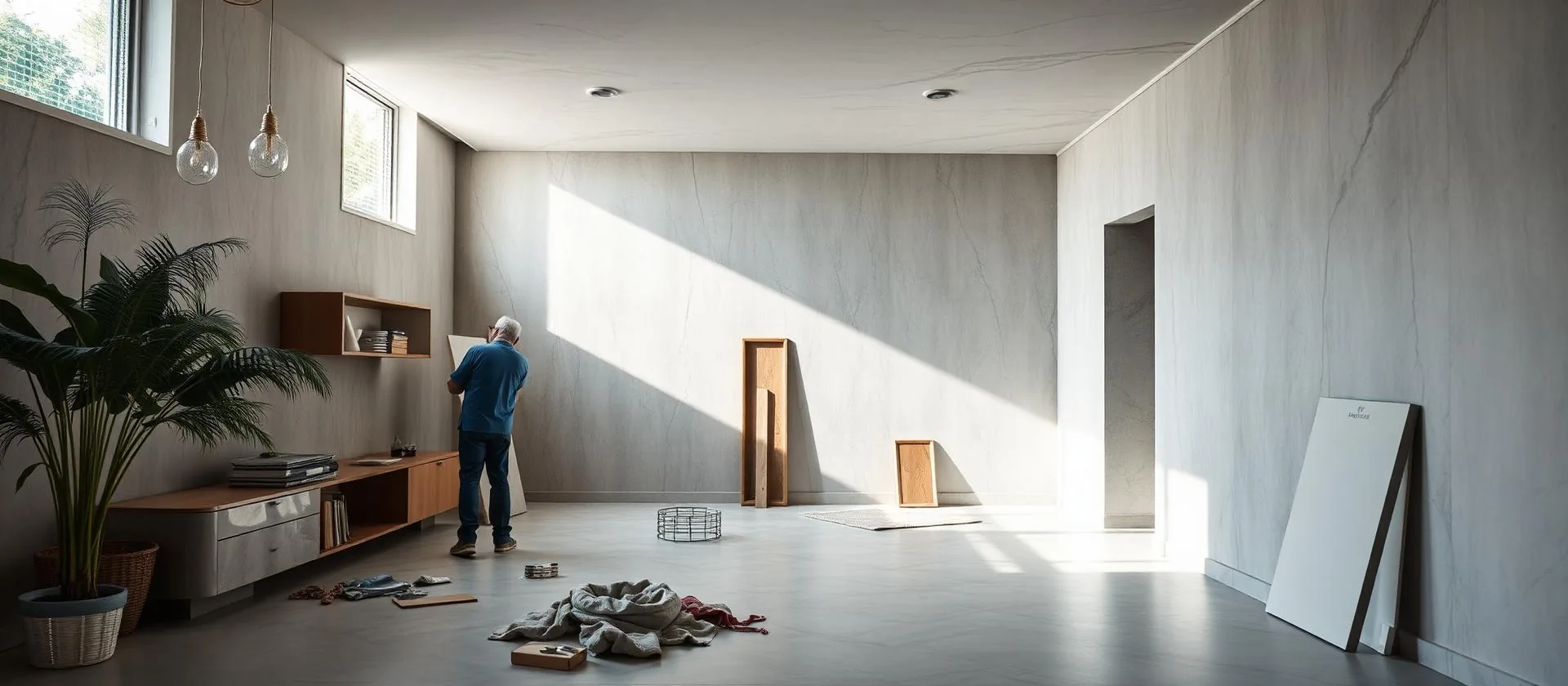 Ambiente contemporâneo em fase de acabamento